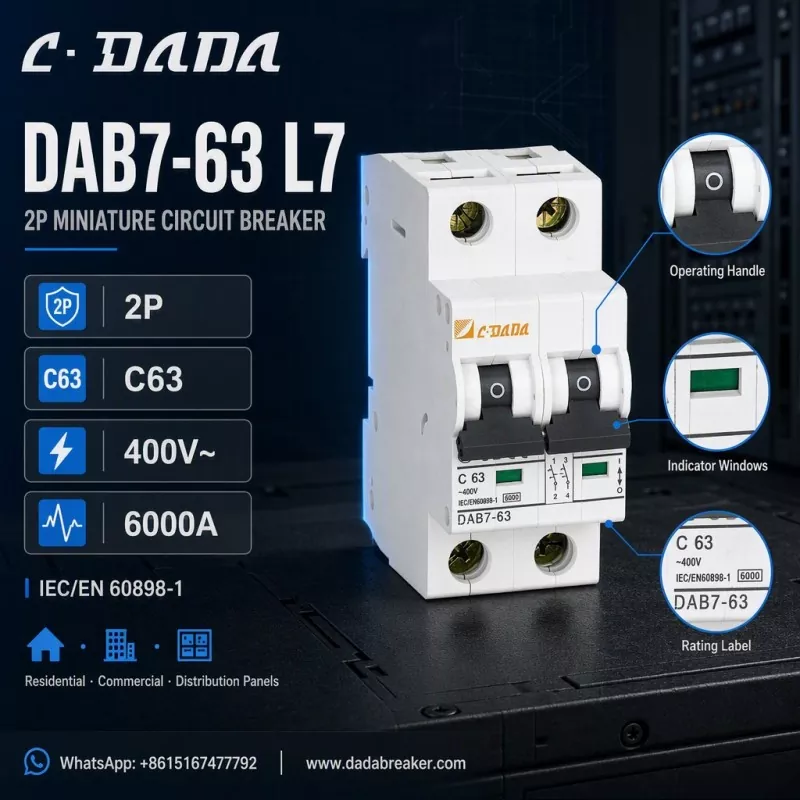 DAB7-63 L7 2P MCB - Prozirna, kompaktna zaštita za distribucijske ploče